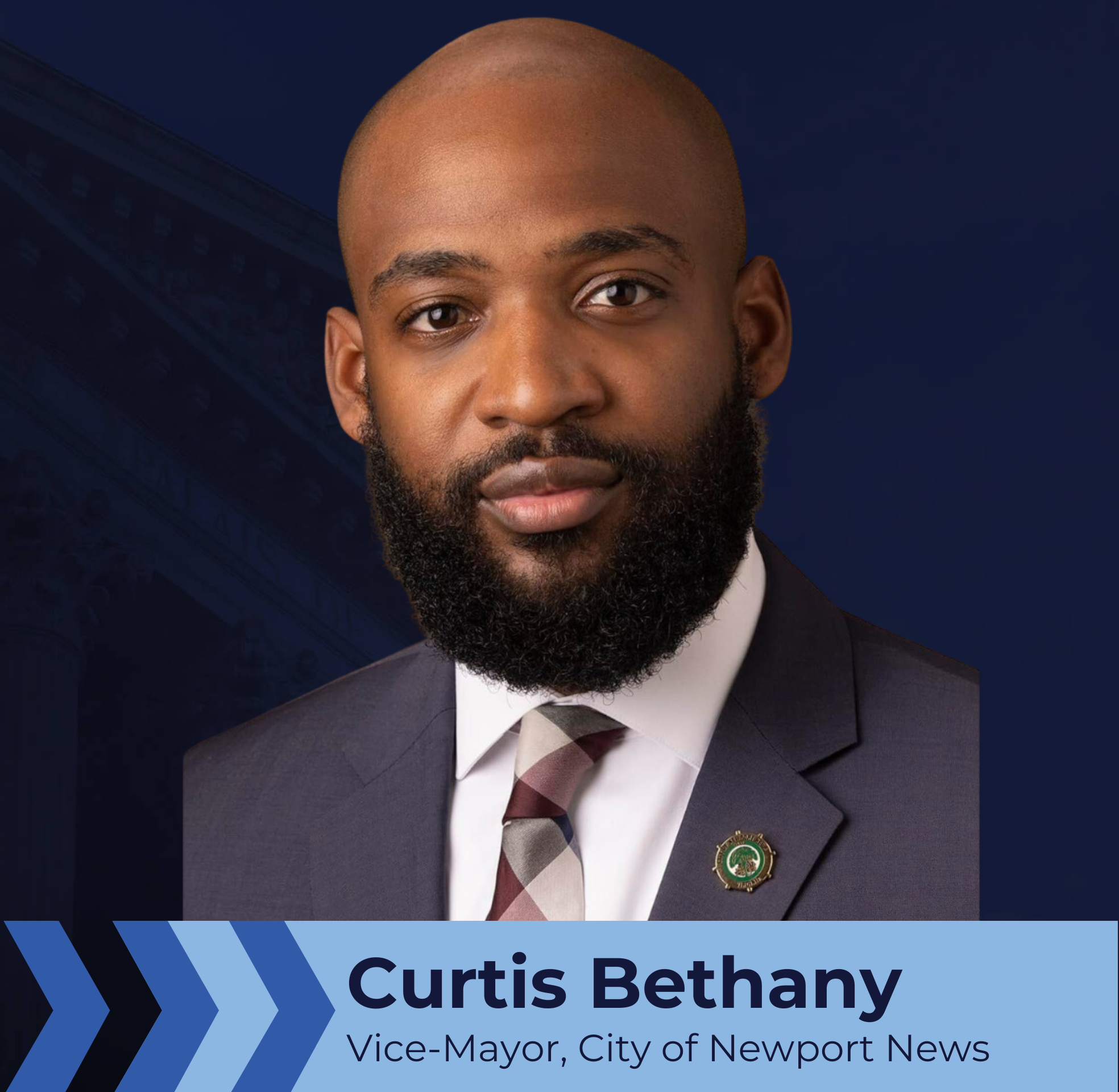 Headshot of Newport News Vice-Mayor Curtis Bethany.